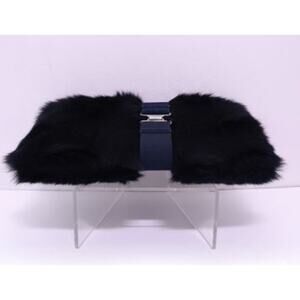 Theory Women's Transformer Rabbit Fur Wrap Clutch Purse Bag BLACK